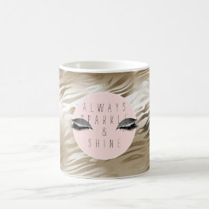Gold Glam Glitzy Silver Sparkle Eyes Stripes Coffee Mug