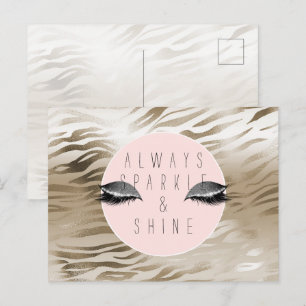 Gold Glam Glitzy Silver Sparkle Eyes Stripes Postcard