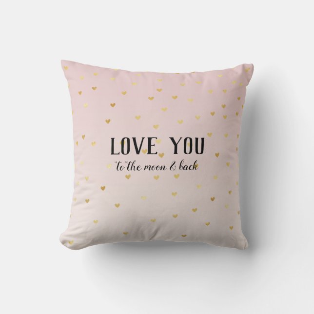 Gold Glam Hearts Love Cushion (Front)