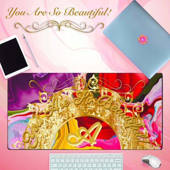 Gold Glam Initial A Monogram Motivation Abstract  Desk Mat (Creator Uploaded)