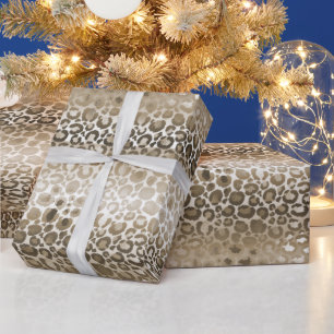 Gold Glam Leopard Animal Print Wrapping Paper