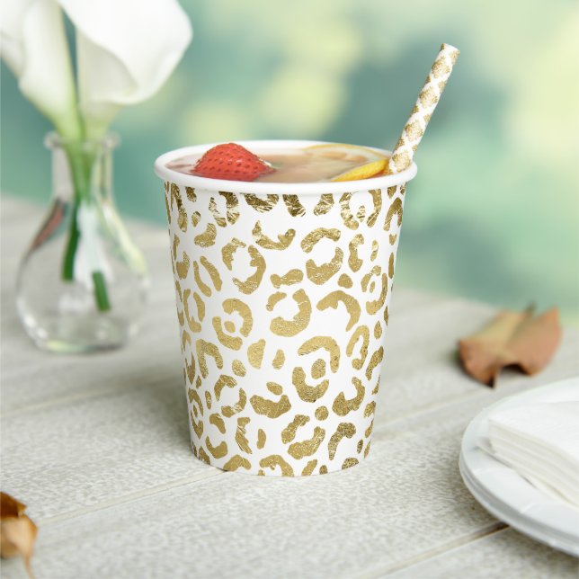 Gold Glam Leopard Print Paper Cups (Insitu)