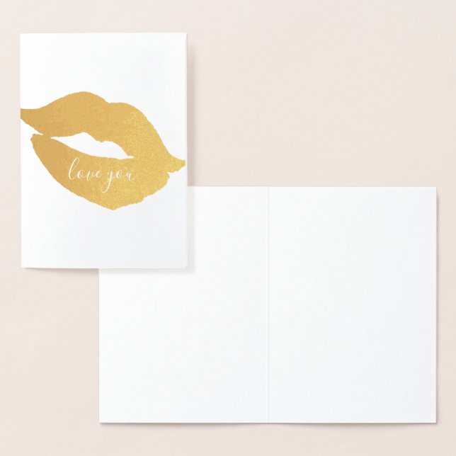 Gold Glam Lips Kiss Love You Foil Card (Display)