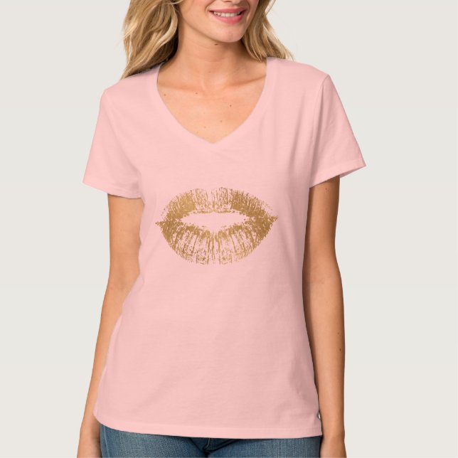 Gold Glam Lips T-Shirt (Front)