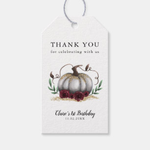 Gold Glam Little Pumpkin Birthday Party Favor Gift Tags