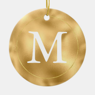 Gold Glam Monogram Ceramic Tree Decoration