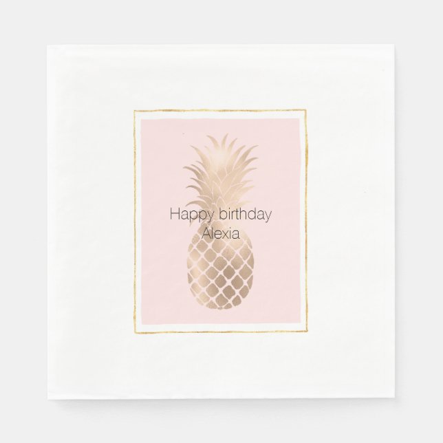 Gold Glam Pineapple Napkin (Front)