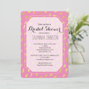 Gold Glam Pink Abstract Bridal Shower Invitation