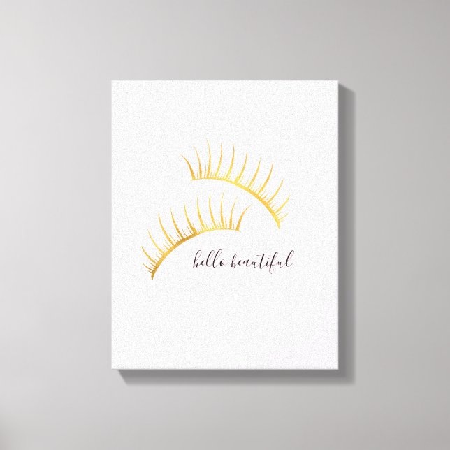 Gold Glam Pink Eyelashes Canvas Print (Front)