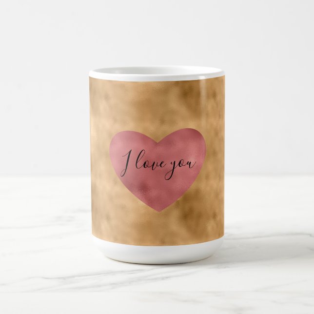 Gold Glam Red Heart Love Coffee Mug (Center)