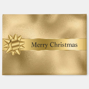 Gold Glam Ribbon and Bow Christmas Magnet