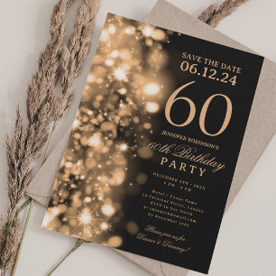  Gold Glam Save The Date 60th Birthday Party Invitation