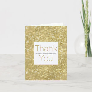 Gold Glam Sparkle Bokeh Personalised Thank You Card