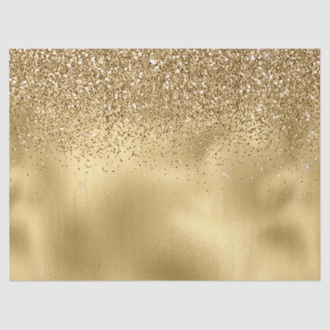 Gold Glam Sparkle Faux Glitter Tissue Paper (Front)