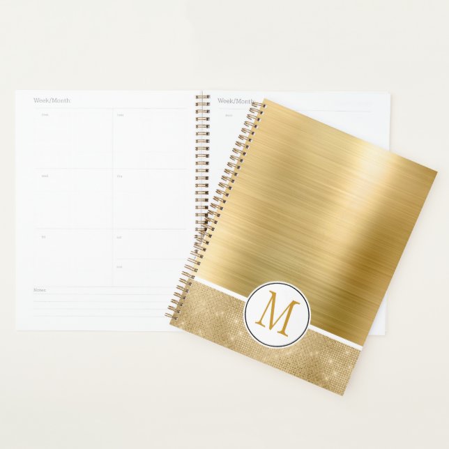 Gold Glam Sparkle Monogram Planner (Display)