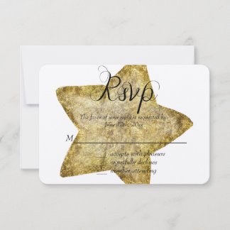Gold Glam Star RSVP Card