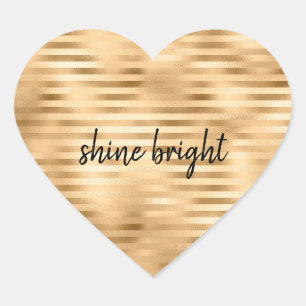 Gold Glam Stripes personalised Heart Sticker