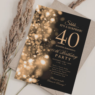 Gold Glam Surprise 40th Birthday Party Invitation