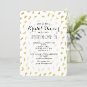 Gold Glam White Abstract Bridal Shower Invitation