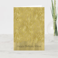 Gold Glam Zebra Print Stripes Birthday