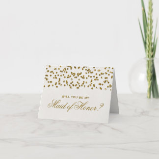 Gold Glamour Glitter Confetti Be My Maid of Honour Invitation