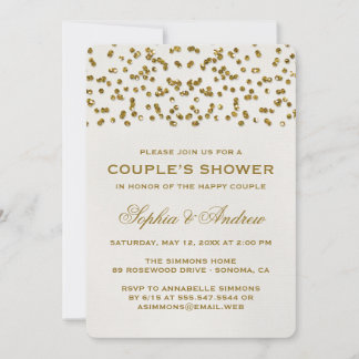 Gold Glamour Glitter Confetti Couple's Shower Invitation