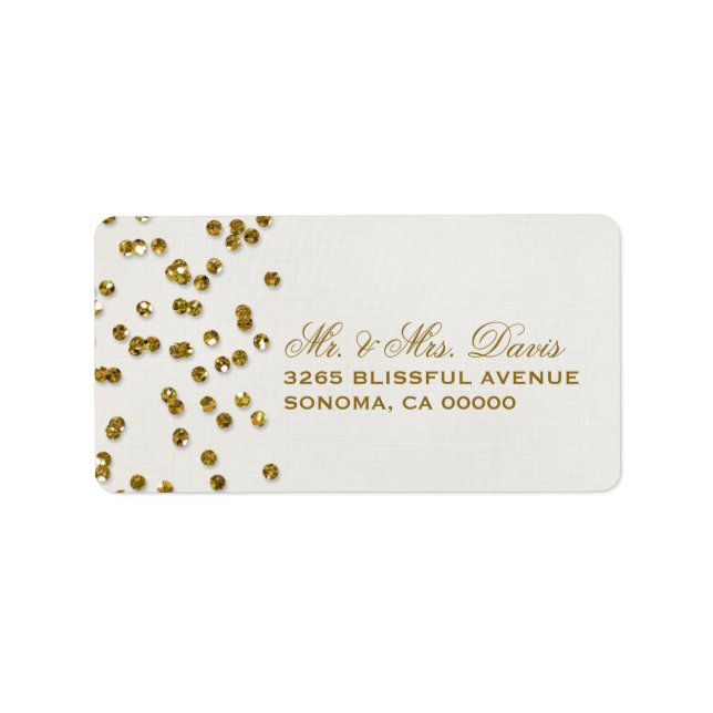 Gold Glamour Glitter Confetti Labels (Front)