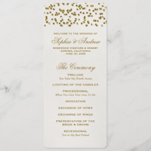 Gold Glamour Glitter Confetti Wedding Program Programme