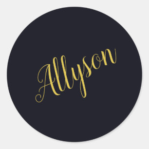 Gold glamour personalised classic round sticker