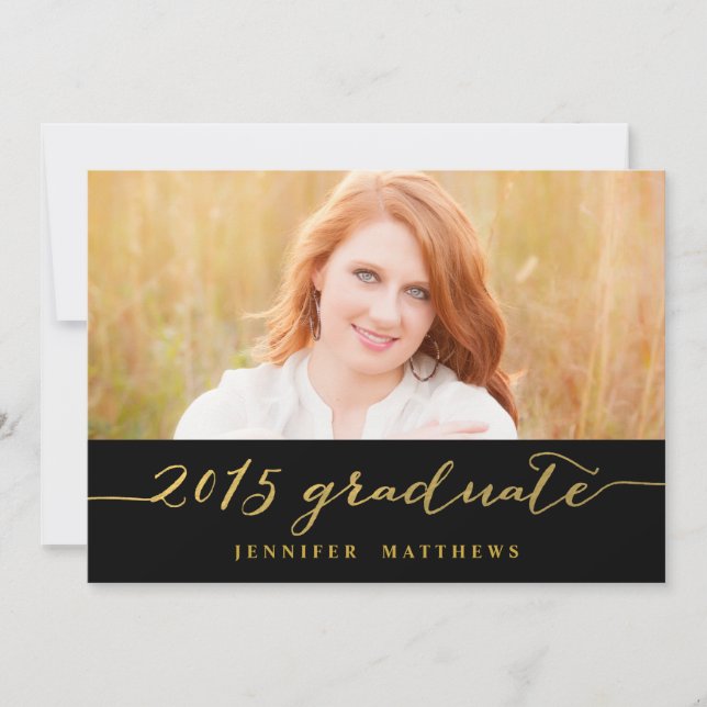 Gold Glamour Photo 2015 Graduation Party Invitatio Invitation (Front)