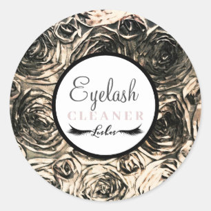 Gold Glamour Roses Beauty Makeup Lash Cleaner Classic Round Sticker