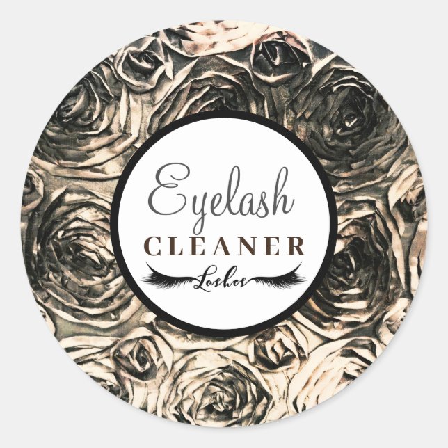Gold Glamour Roses Beauty Makeup Lash Cleaner Classic Round Sticker (Front)