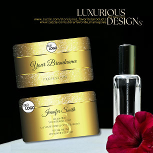Gold Glamour Sparkle Glitter Stars Logo & Initials Business Card