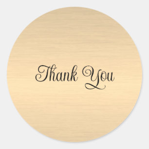 Gold Glamourous Elegant Custom Thank You Template  Classic Round Sticker