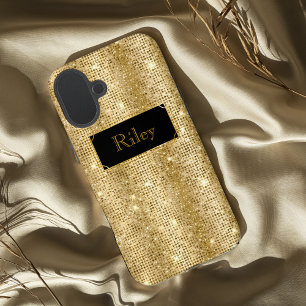 Gold glamourous sequins sparkling dots iPhone 16 plus case