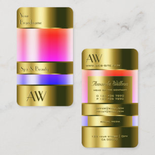 Gold Glass Case Look Colourful Liquids Monogram Business Card