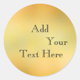 Gold Glass Foil Faux Glitter Customise Classic Round Sticker