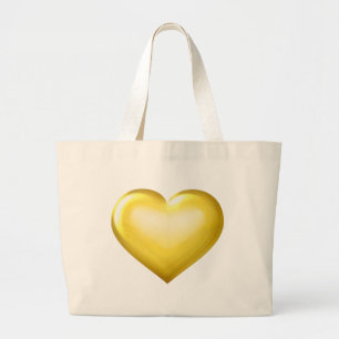 Gold glass heart large tote bag