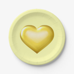 Gold Glass Heart  Paper Plate