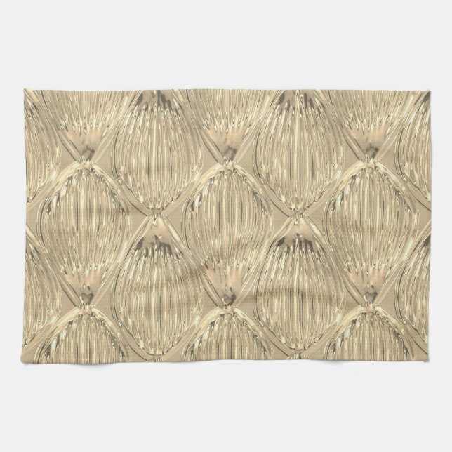 Gold glass look abstract pattern kitchen towel (Horizontal)