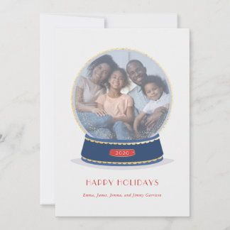 Gold Glimmer Snow Globe Holiday Card