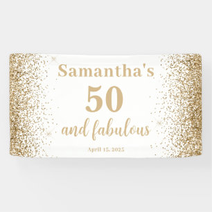 Gold Gliter 50th Birthday  Banner