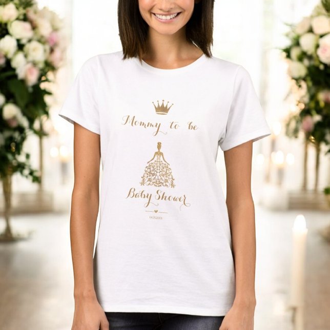 Gold Gliter Princess Baby Shower Mummy to be T-Shirt (Creator Uploaded)