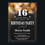 Gold Glitter 16th Birthday Invitation<br><div class="desc">Gold Glitter 16th Birthday Invitation. White Typography. Black and White Chalkboard Background. Kids Birthday. Male Men or Women Birthday. Kids Boy or Girl Lady Teen Teenage Bday Invite. 13th 15th 16th 18th 20th 21st 30th 40th 50th 60th 70th 80th 90th 100th. Any Age. For further customisation, please click the "Customise...</div>
