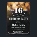 Gold Glitter 16th Birthday Invitation<br><div class="desc">Gold Glitter 16th Birthday Invitation. White Typography. Black and White Chalkboard Background. Kids Birthday. Male Men or Women Birthday. Kids Boy or Girl Lady Teen Teenage Bday Invite. 13th 15th 16th 18th 20th 21st 30th 40th 50th 60th 70th 80th 90th 100th. Any Age. For further customisation, please click the "Customise...</div>