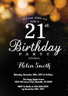 Mans Elegant Black Gold 21st Birthday Invitations Zazzle Nz