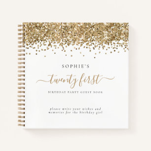 Gold Glitter 21st Birthday Party Guest Book