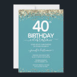 Gold Glitter 40th Birthday Party Invitation<br><div class="desc">Elegant Faux gold glitter with shimmering confetti highlights on the top and bottom border. All text is adjustable and easy to change for your own party needs. Great elegant 40th birthday template design.</div>
