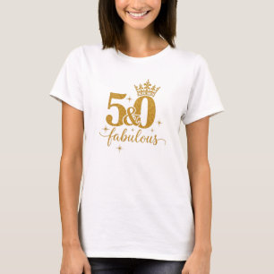 Gold Glitter 50 & Fabulous 50th Birthday Tee