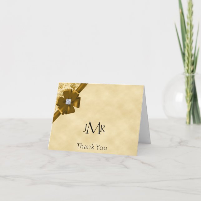Gold Glitter 50th Anniversary Thank You Card (Front)